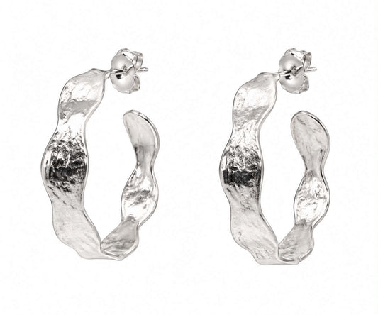 CHLOE EARRINGS GEOMETRIC, HOOPS MEDIUM, STERLING SILVER