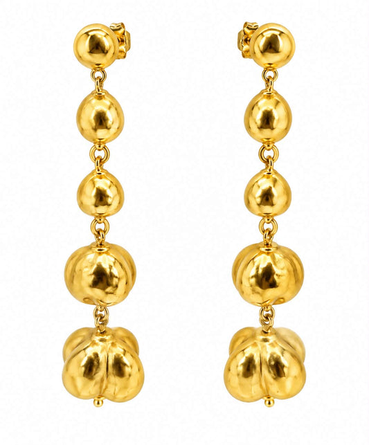 Pumpkin Earrings statement, drops & dangles, 24K gold vermeil on sterling silver.