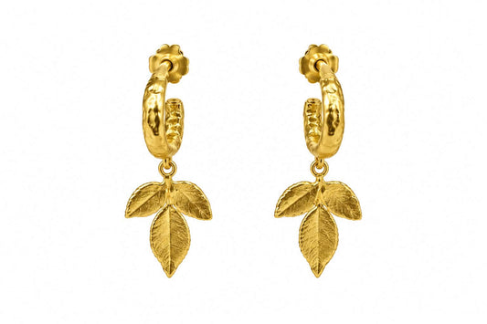 CHARA ROSE EARRINGS DROPS & DANGLES, HUGGIES, 24K GOLD VERMEIL ON STERLING SILVER
