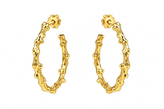 INO EARRINGS BRANCH, 24K GOLD VERMEIL ON STERLING SILVER