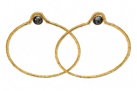 EYE EARRINGS GEOMETRIC, STATEMENT, HOOPS LARGE, 24K GOLD VERMEIL ON STERLING SILVER