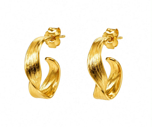 MEDEA EARRINGS GEOMETRIC, HOOPS SMALL, 24K GOLD VERMEIL ON STERLING SILVER