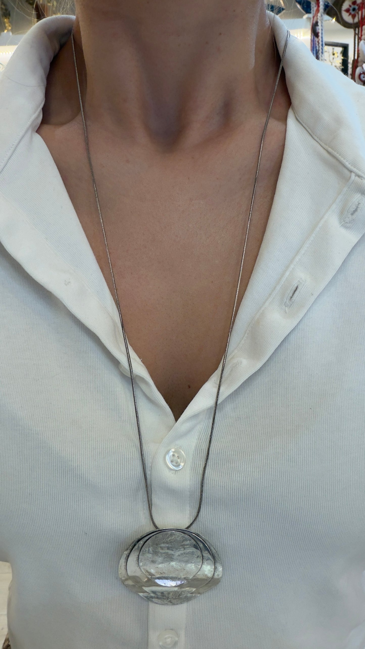 Necklace Long Circle (Μακρύ κολιέ με στρογγυλό μοτίφ)